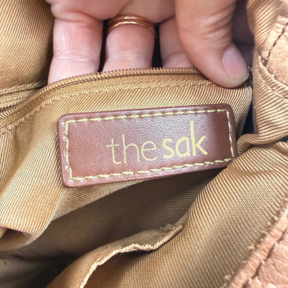 The Sak Silverlake Tan Leather Embossed Foldover Crossbody Bag Boho Western - Picture 9 of 14